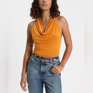 Express Cowl Neck Halter Top Orange Extra Small XS
